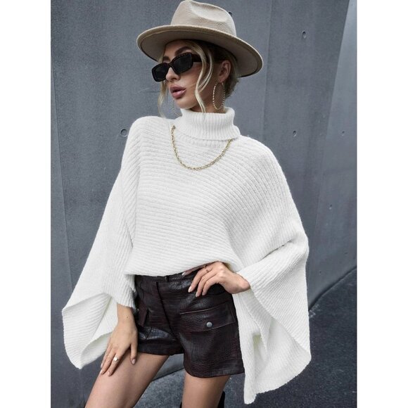 SHEIN Solid color batwing sleeve turtleneck‎ top in Ivory - Size Large - Picture 9 of 9